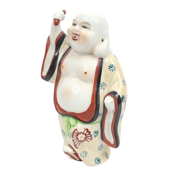 Vintage Laughing Happy Buddha Porcelain 5 Inch Figurine Chinese Asian Oriental - Picture 3 of 11